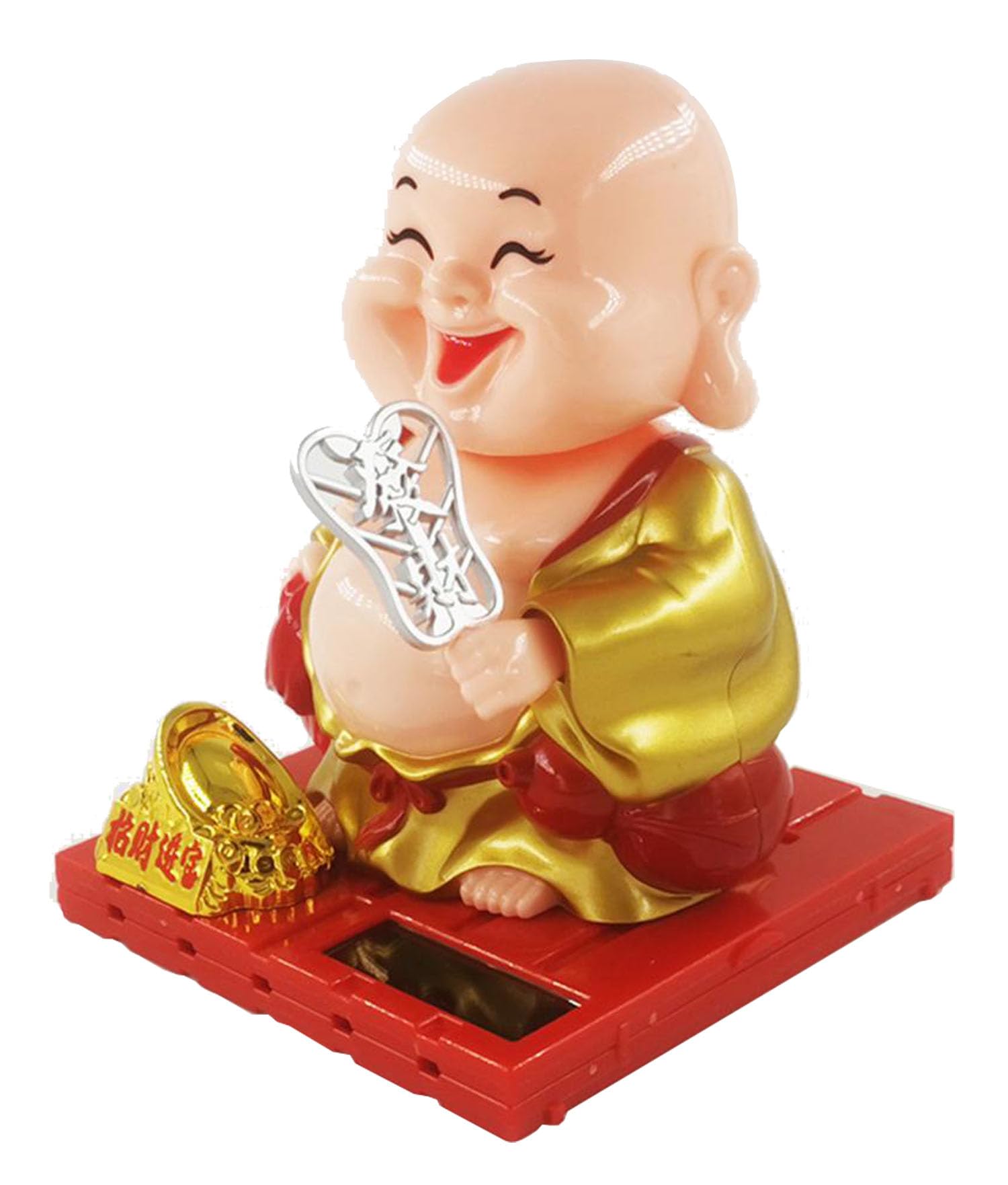 Saubhagya GlobalSaubhagya Global Feng Shui Solar Lucky Happy Man, 9cm,Golden Color, Waving Hand, Home Decor, for Health, Wealth & Prosperity, (Solar Happy Man 9cm)