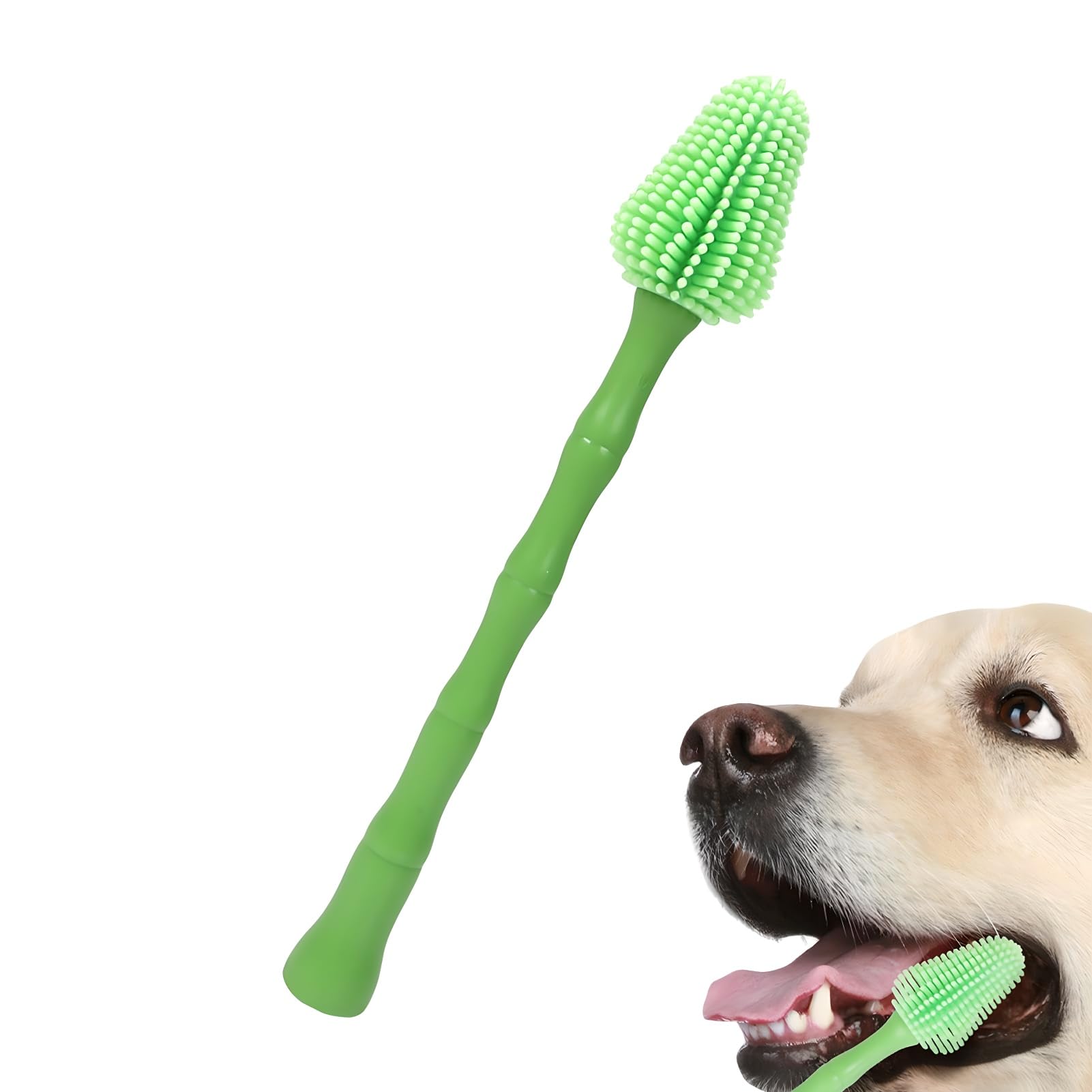 ペット用歯ブラシ 360°歯ブラシ 犬 猫用 シリコンブラシ 長いハンドルで簡単に清掃 小型 中型 大型犬 猫対応 オーラルケア用品（1個入り）