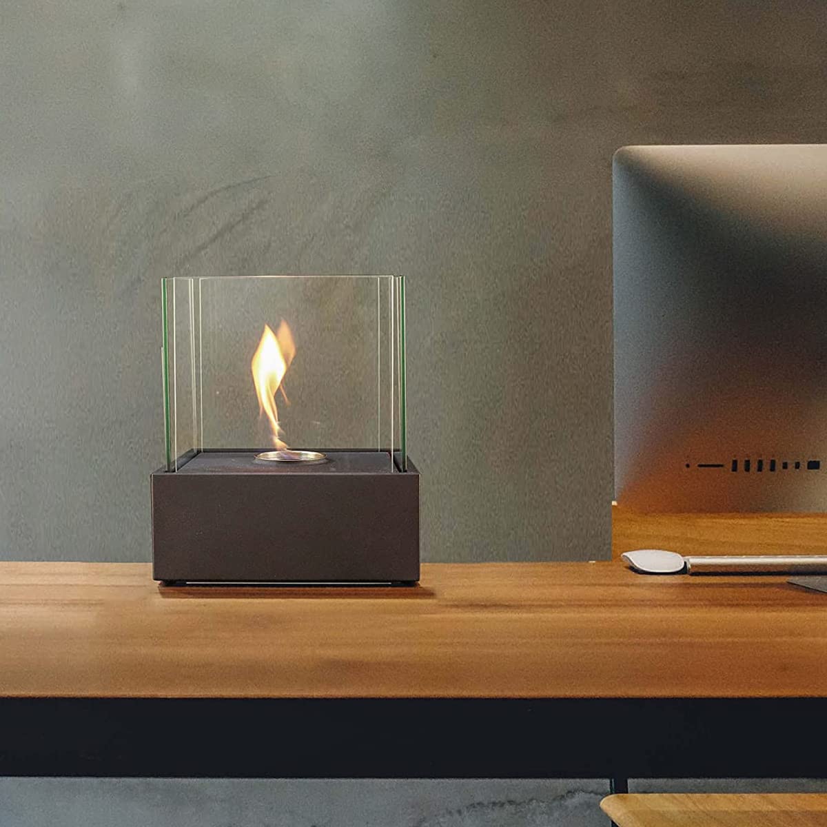 Tabletop Ethanol Alcohol Fireplace, Indoor and Outdoor Mini Table Top Fire Pit, Smokeless Ventless Tabletop Fireplace with Tempered Glass,Single holes