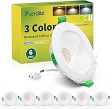 Pack of 6 4W Recessed LED Spotlight 68mm Warm White 3000K Neutral White 4500K Cool White 6000K Adjustable, IP44 Energy Saving Bathroom Lighting for Kitchen
