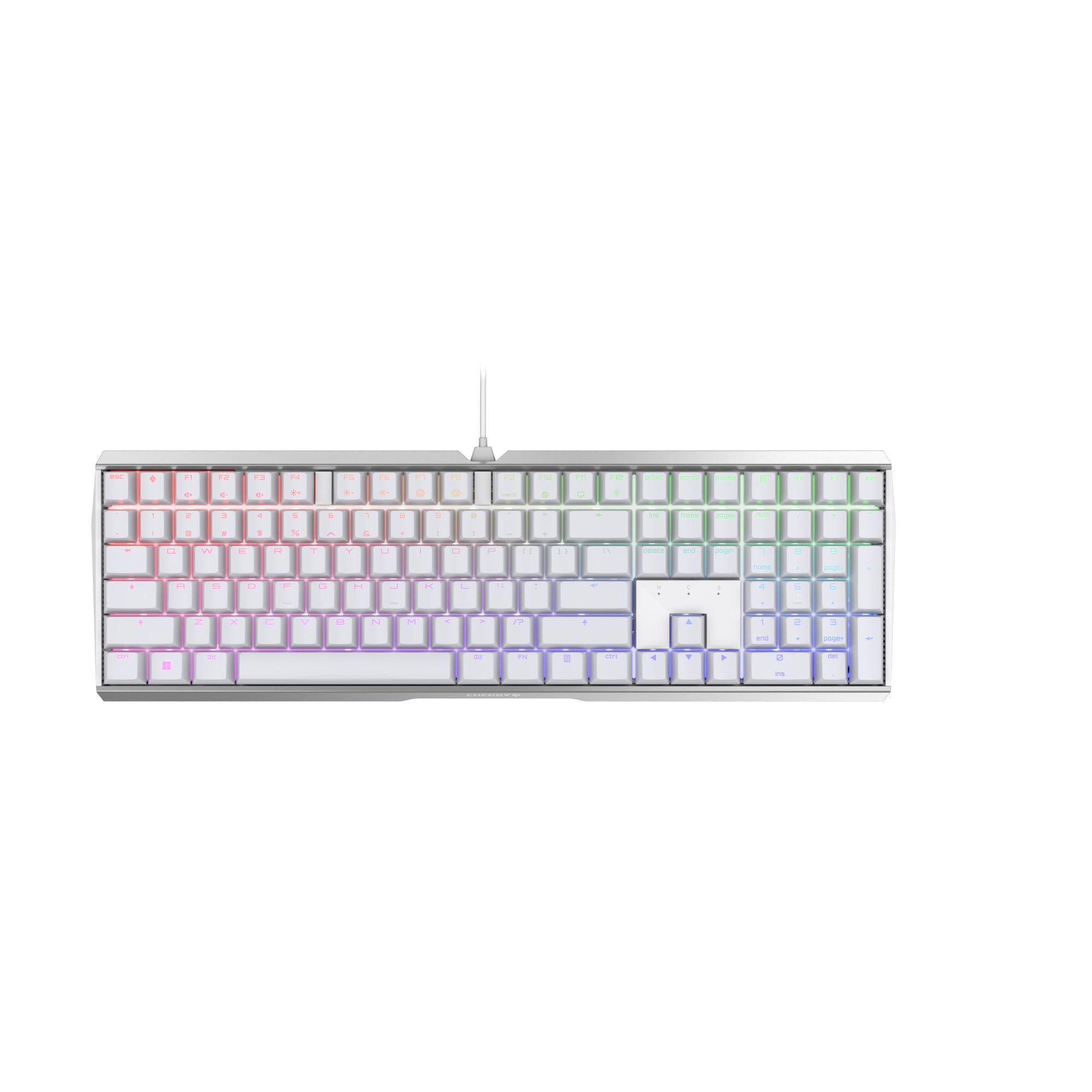Cherry MX Board 3.0 S, Teclado Mecánico de Gaming con Cable, Distribución de Teclado Europeo (QWERTY), Bastidor Robusto de Aluminio, Iluminación RGB, Switches MX Brown, Blanco