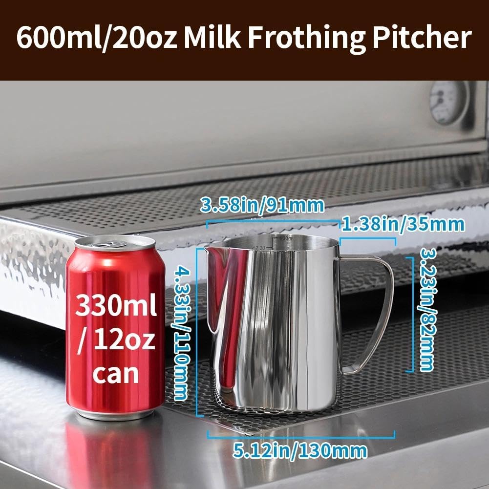 Dzbanek do spieniania mleka 350 ml/600 ml/(340.2 g/567.0 g), dzbanek do espresso ze stali nierdzewnej do cappuccino, latte art, dzbanek na mleko, kubek do spieniania kawy