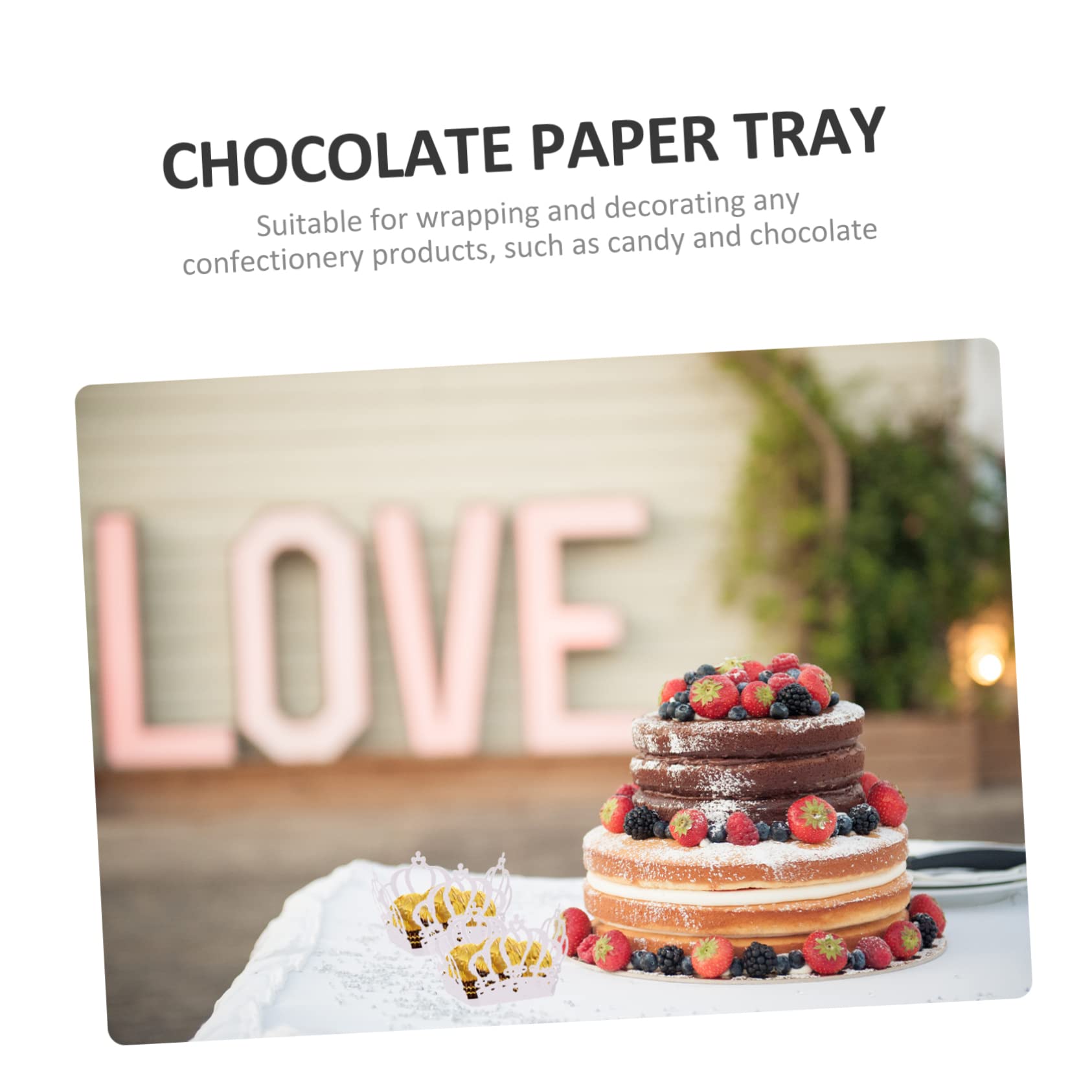 Cabilock 50Pcs Decorative Chocolate Holder Trays for Party Table Centerpieces Lace Crown Edged Paper Wrappers for Wedding and Birthday Confectionery