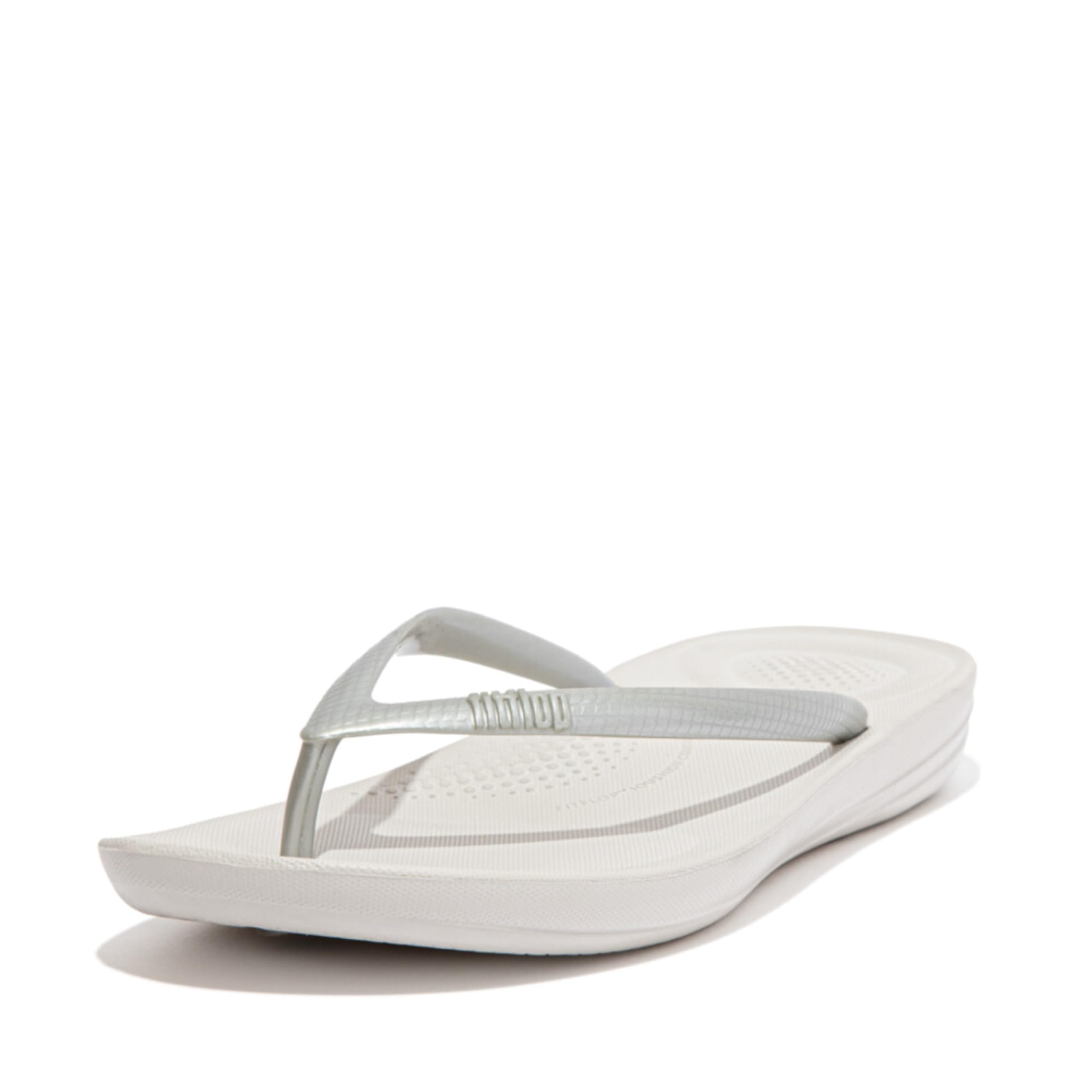 Fitflop Women's Silver Iqushion Ergonomic Flip Flops  3 Size 3
