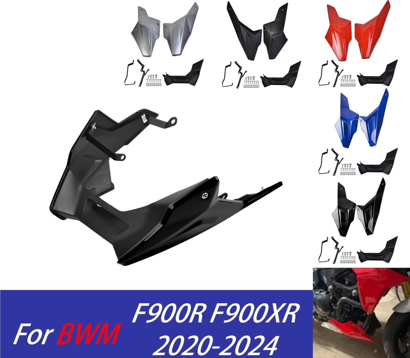 Front Bumper Splitter dachowy Pasuje do BMW F 900R 900XR 2020-2024 Osłona podwozia silnika, płyta poślizgowa, spojler, osłona