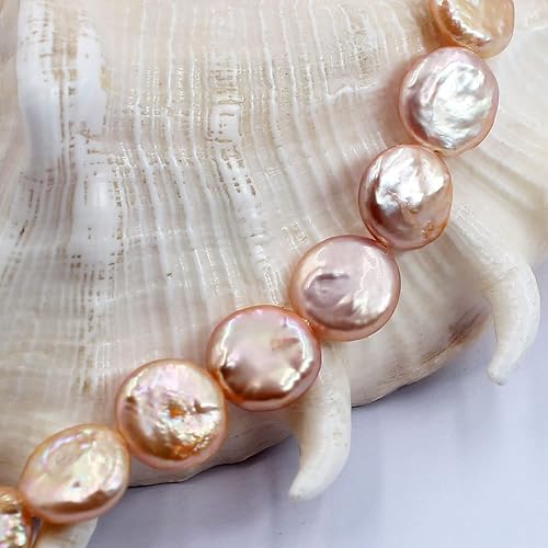 Miniatura 2 de SR BGSJ Botón de moneda natural de 0.433-0.472 in, blanco, rosa, morado, perlas de agua dulce, collar, pulsera, aretes, fabricación de cuentas