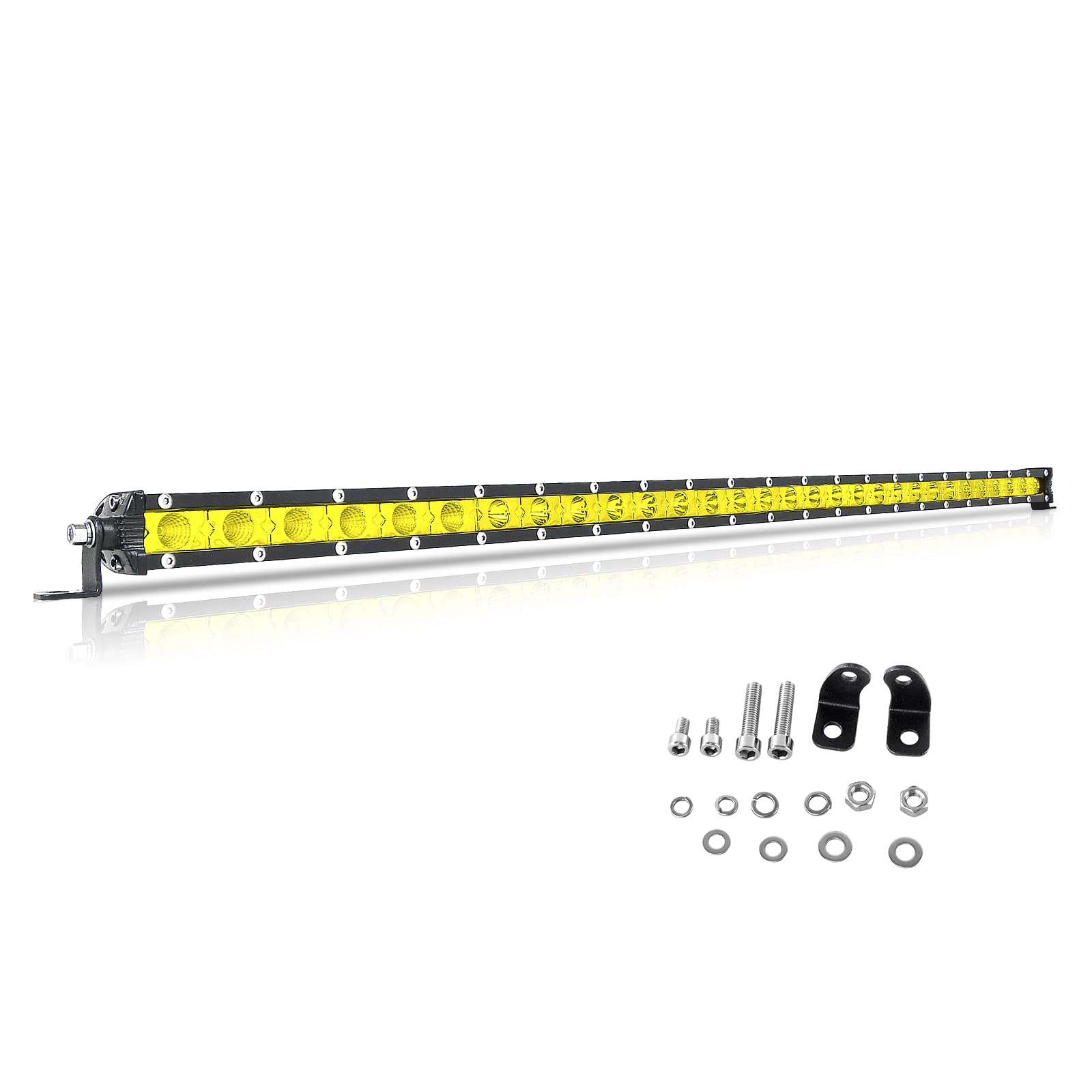 RIGIDON Reflektor roboczy 81 cm 150 W Led Light Bar, 12 V 24 V Reflektor LED do samochodu, kombi punktu i powodzi wodoodporna do 4 x 4 ciężarówek, 3000 K, żółte światło przeciwmgielne