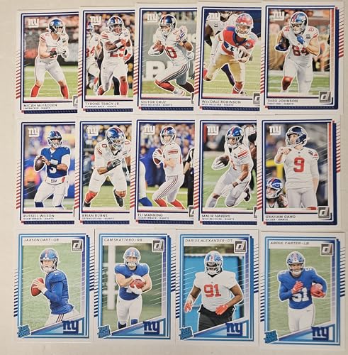 2025 Donruss Football Panini New York Team Set Giants 14 Cards W/Rated Rookies Jaxson Dart Rated Rookie