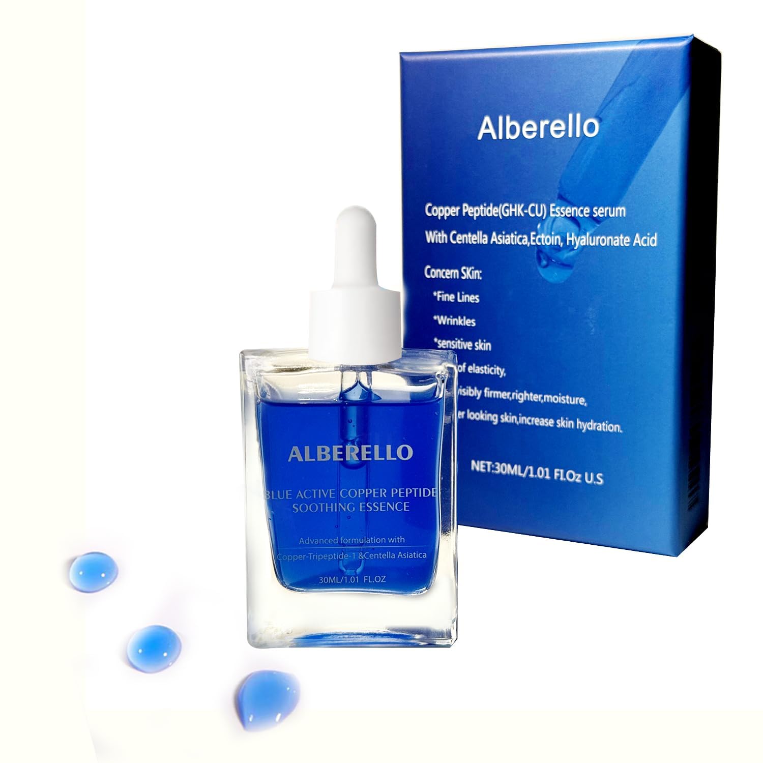 GHK-Cu Copper Peptides Serum For Face,Compare With Stem Cell Serum For Face With Active Ectoin&Centella Asiatica&Hyaluronate Acid Mix Formula To Promote Collagen,Anti-Aging 30ML/1.01FL OZ