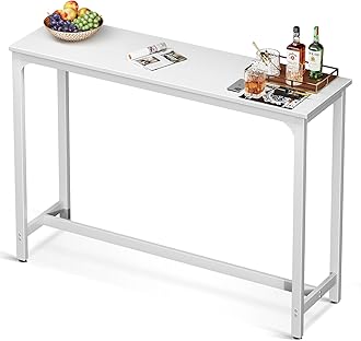 55 Inch Bar Table, Bar Height Pub Table, Counter Height Bar Table, Rectangular High Top Kitchen & Dining Counter Tables with Sturdy Legs & Easy-to-Clean Top, Indoor use, White