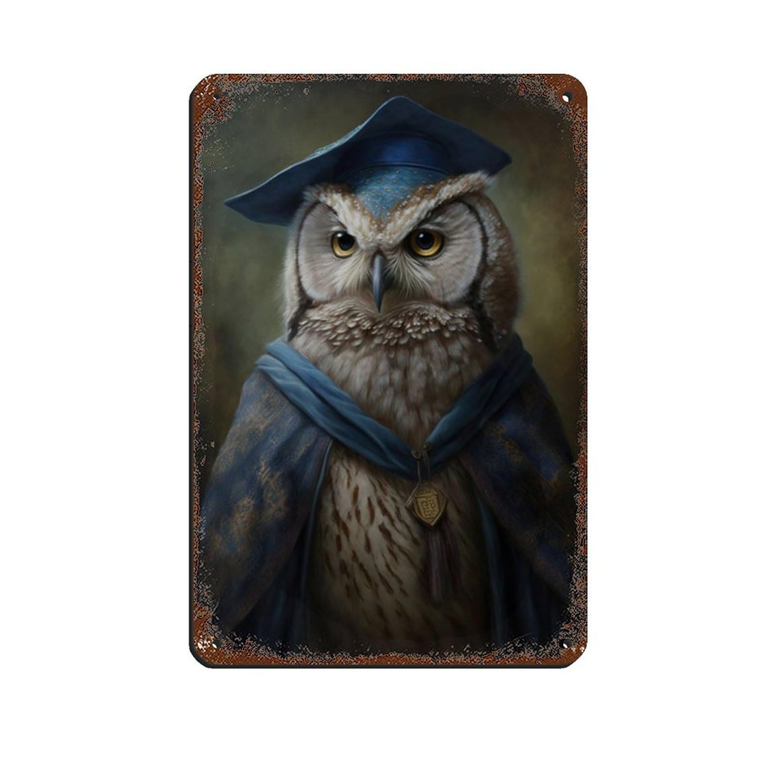 Scholar Owl Vintage Poster, Victorian Owl Wizard Retro Poster Metal Tin Sign Chic Art Retro Iron Painting Bar People Cave Cafe Family Garage Poster Wall Decoration 8x12inch(20x30cm)