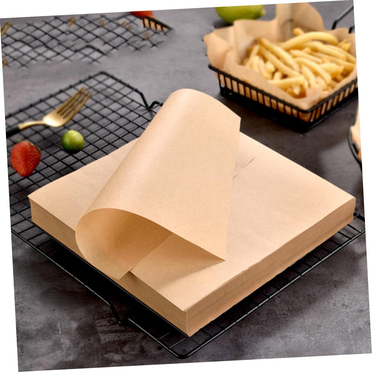 Gadpiparty Tapis Résistant à L'huile en Papier Kraft Naturel 500 Feuilles Antiadhésif Compact pour Cuisson et Apéritifs en Style Américain