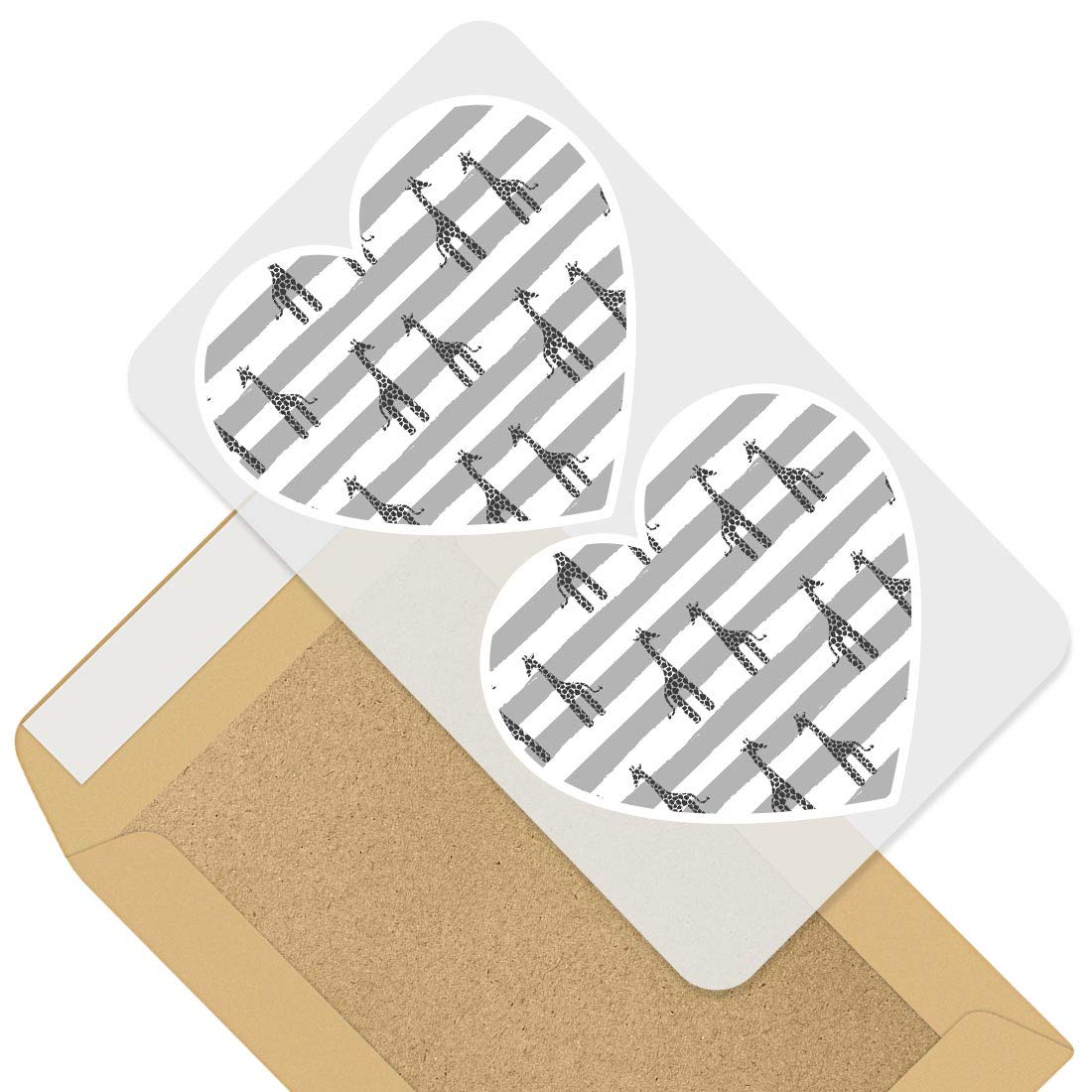 Awesome 2 x Heart Stickers 10 cm - BW - & White Stripe Giraffe Fun Decals for Laptops,Tablets,Luggage,Scrap Booking,Fridges #41966