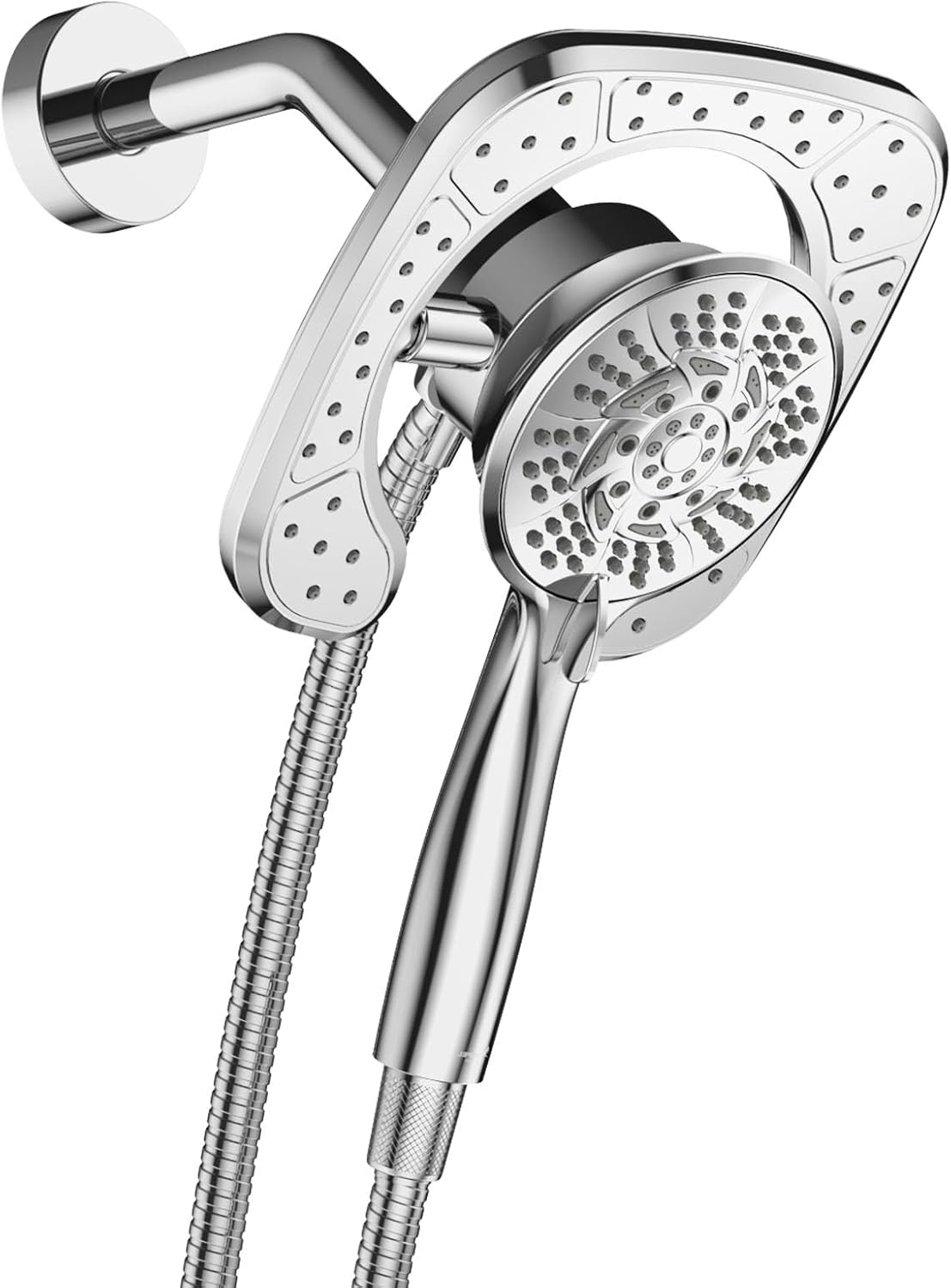 7.2Inch 2 in 1 Rainfall Shower head & Handheld Showers with Magnetic Docking System and 6 Inch Shower Arm(Chrome)