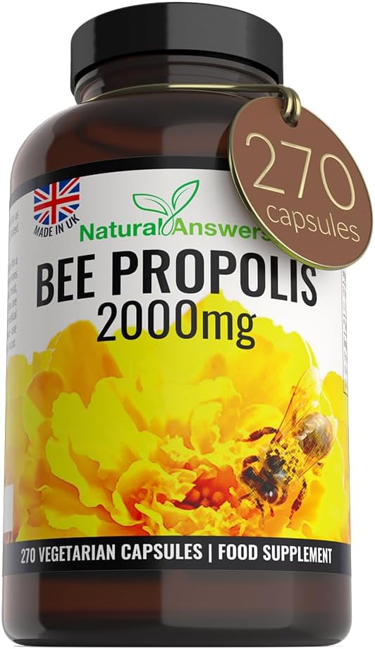 Product image of Natural Answers Pure Bee Propolis 2000mg – 270 Capsules 135 Servings - 100% Suitable for Vegetarians Bees Propoli