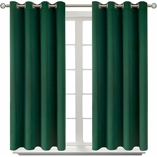 BGment Blackout Curtains - Grommet Thermal Insulated Room Darkening Bedroom and Living Room Curtain, Set of 2 Panels (52 x 45 Inch, Emerald)