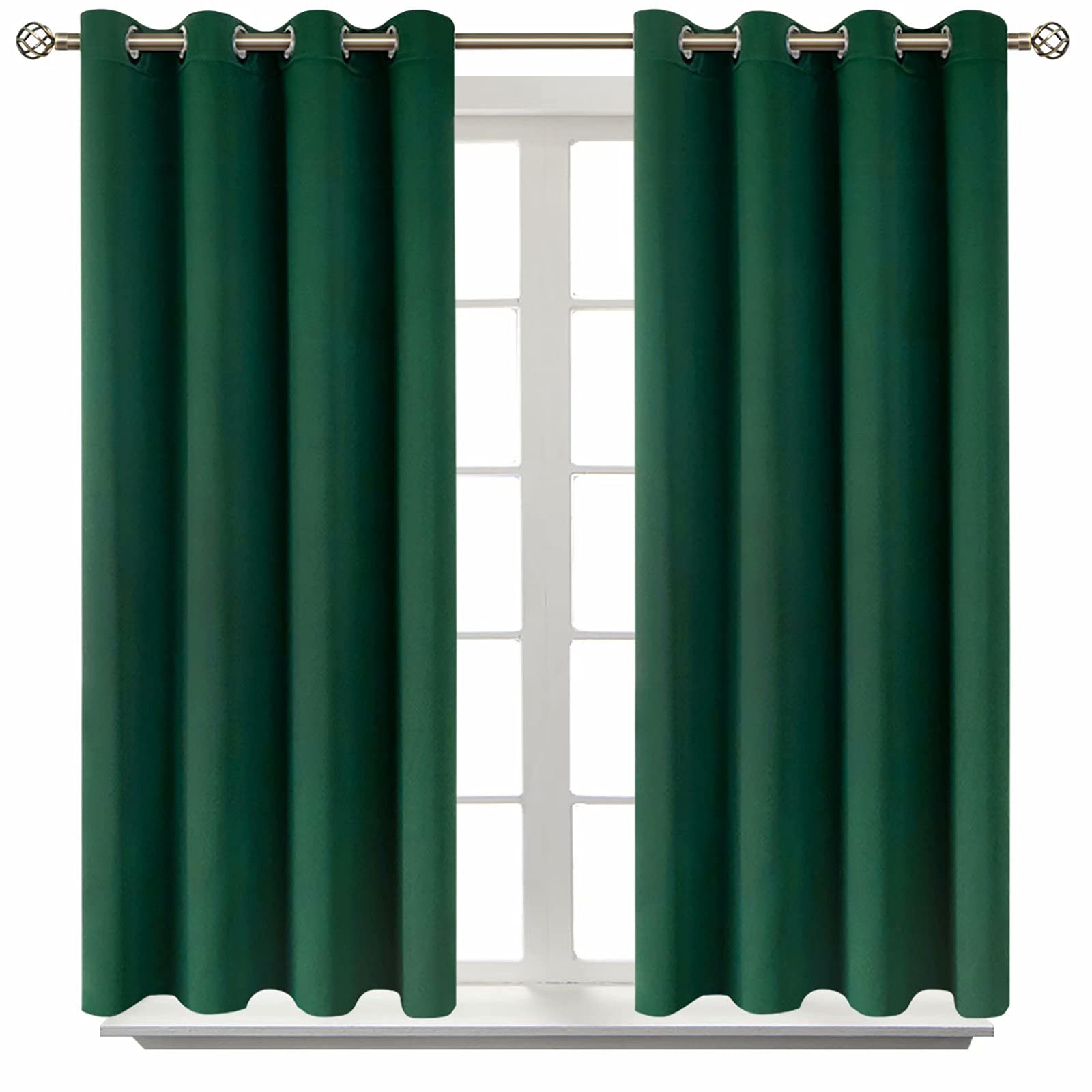 BGment Blackout Curtains - Grommet Thermal Insulated Room Darkening Bedroom and Living Room Curtain, Set of 2 Panels (52 x 45 Inch, Emerald)