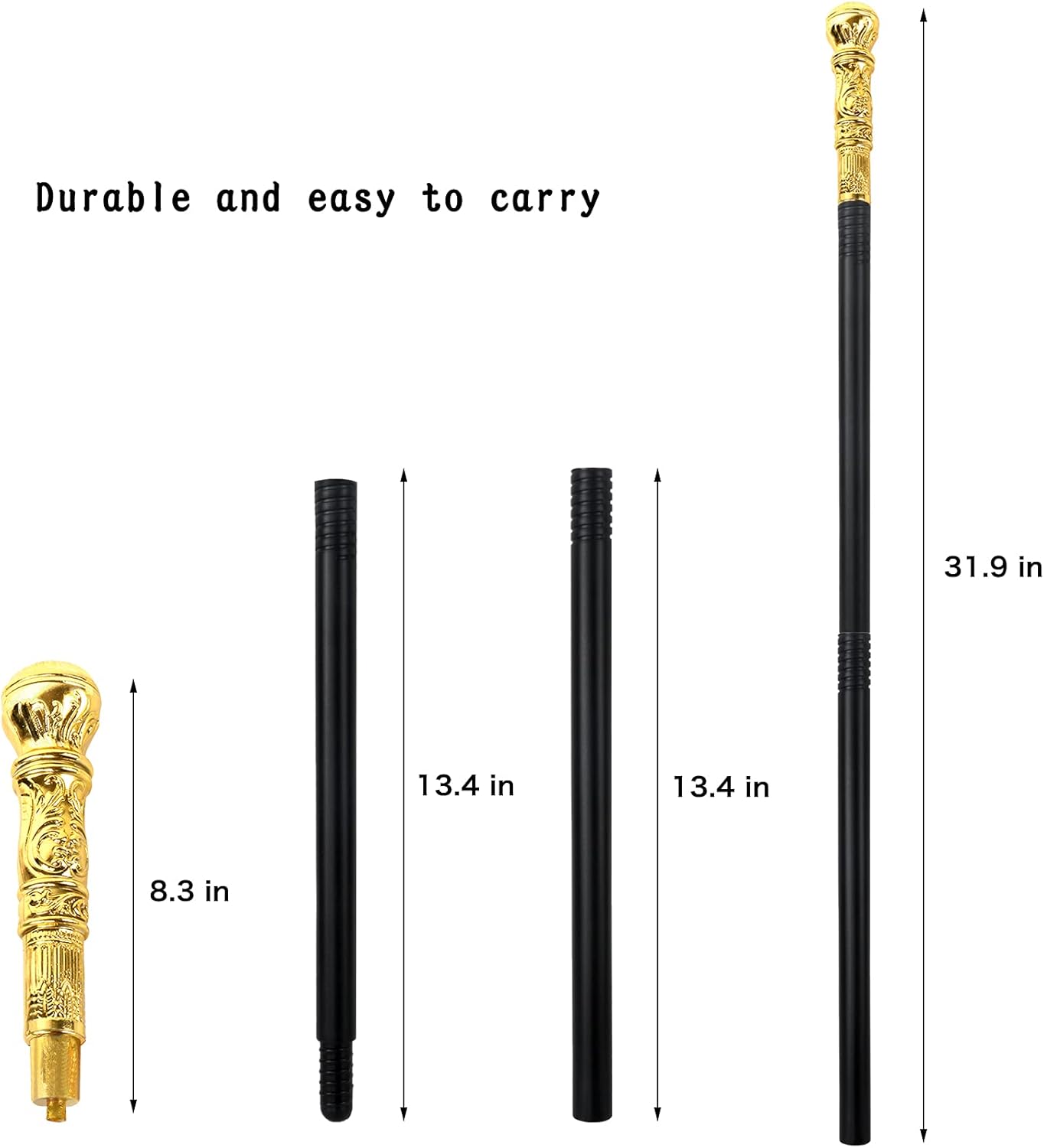 Lucleag 2PCS Gold Walking Cane & Silver Walking Cane, Halloween Party Theme Party Supplies, Halloween King Cosplay Prop Costume Accessories, Halloween Prop Stick Pimp Canes for Adults Kids : Clothing, Shoes & Jewelry