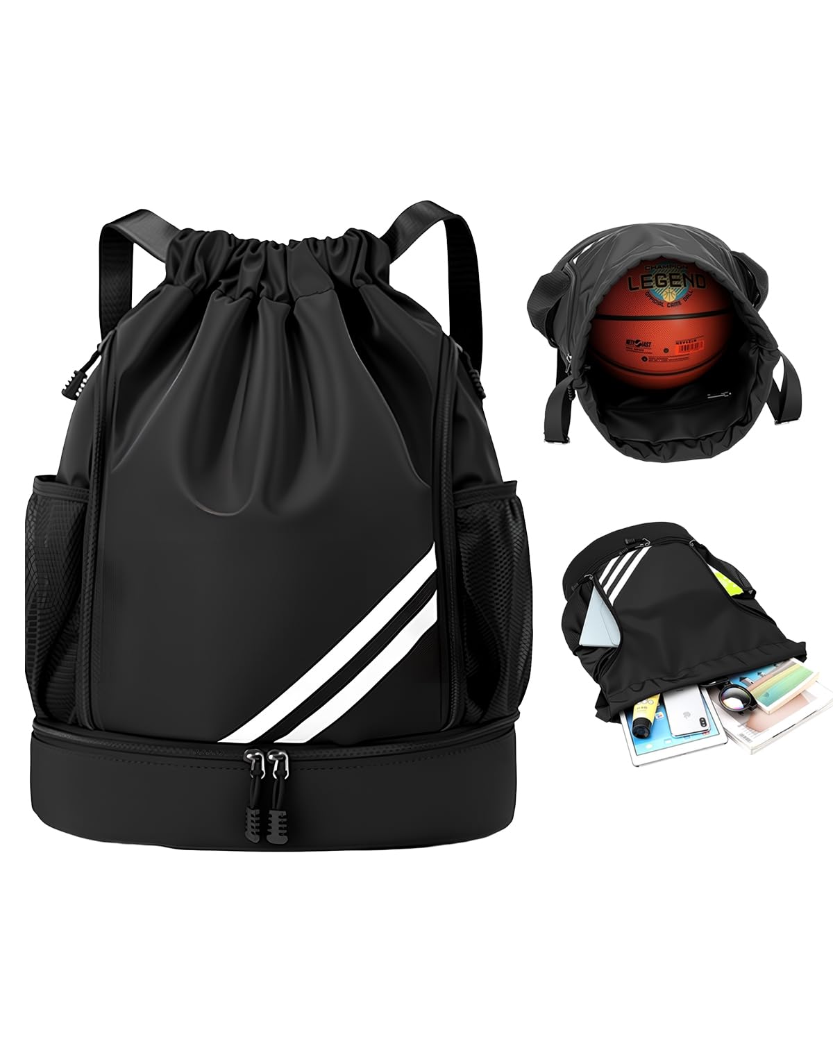 Sac Piscine Homme Femme Étanche, Sac à Dos de Sport avec Compartiment Chaussures, Sac de Gym Pliable avec Poches, Idéal pour Natation, Voyage et Fitness