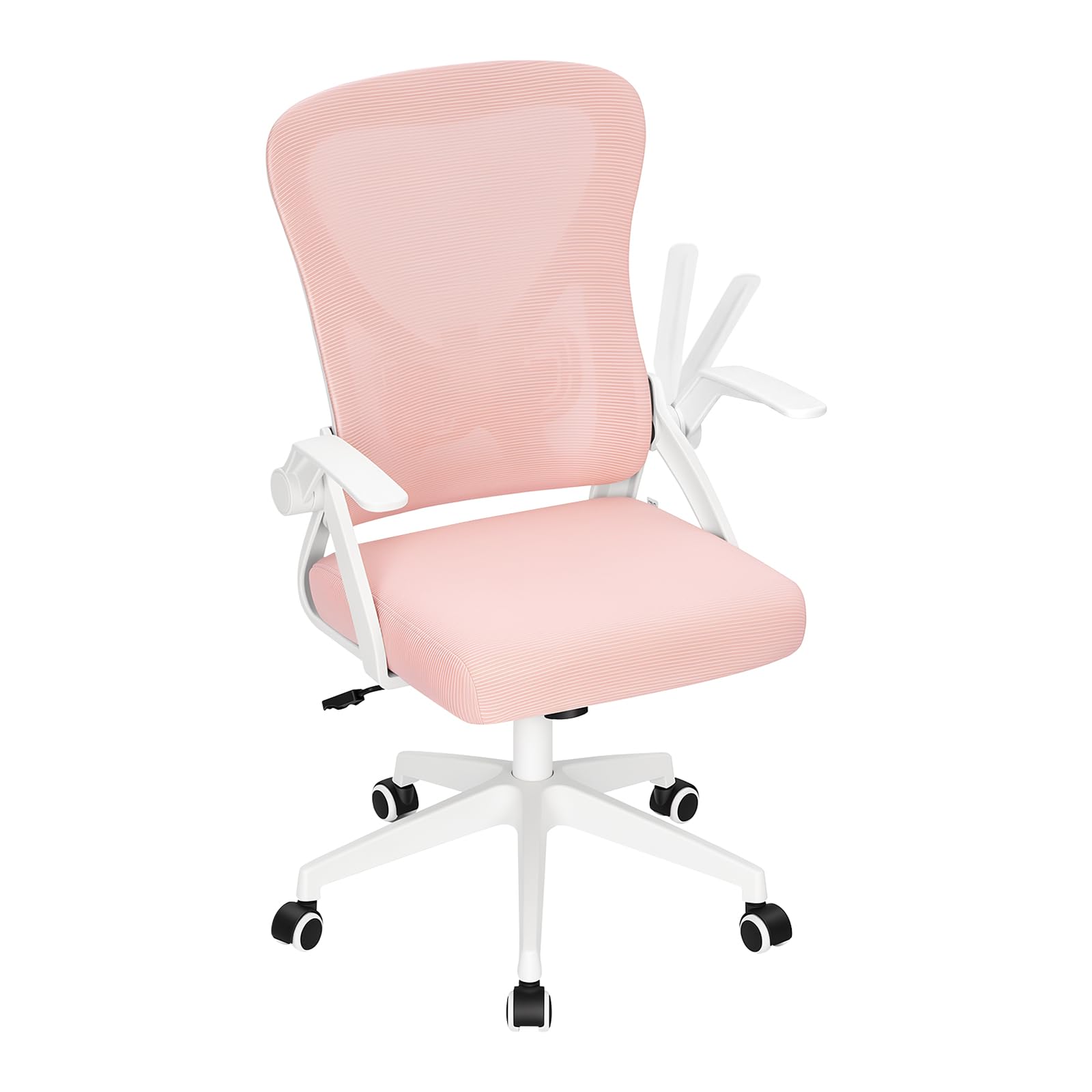 WOLTU Ergonomic Office Chair with Lumbar Support and Wheels, Desk Chair with 360° Swivel and Oscillating Function, Adjustable Height and Armrests, Mesh for Study or Office, Pink