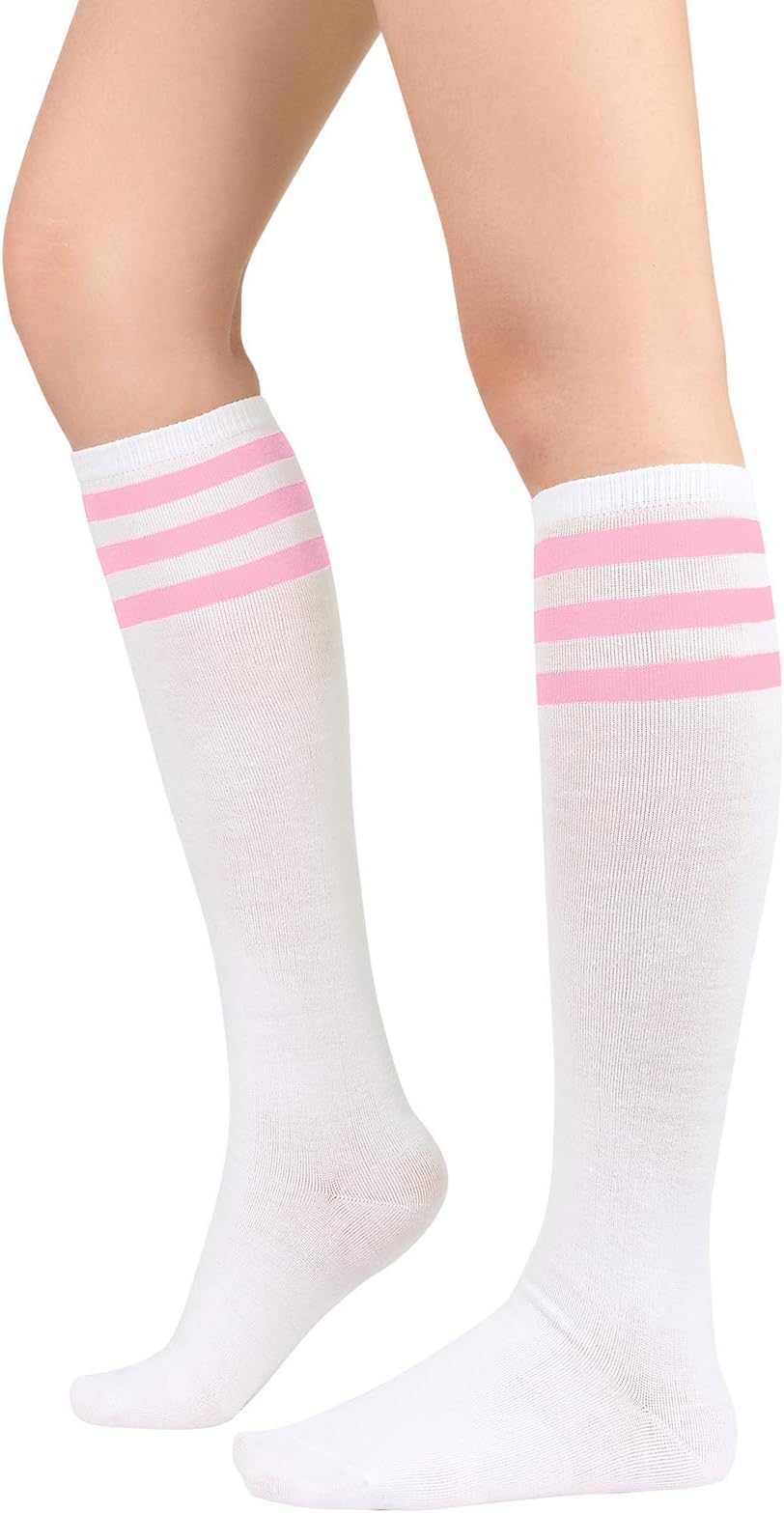 American Trends Womens Athletic Knee High Socks Outdoor Sport Thigh High Stockings Casual Stripes Tube Socks