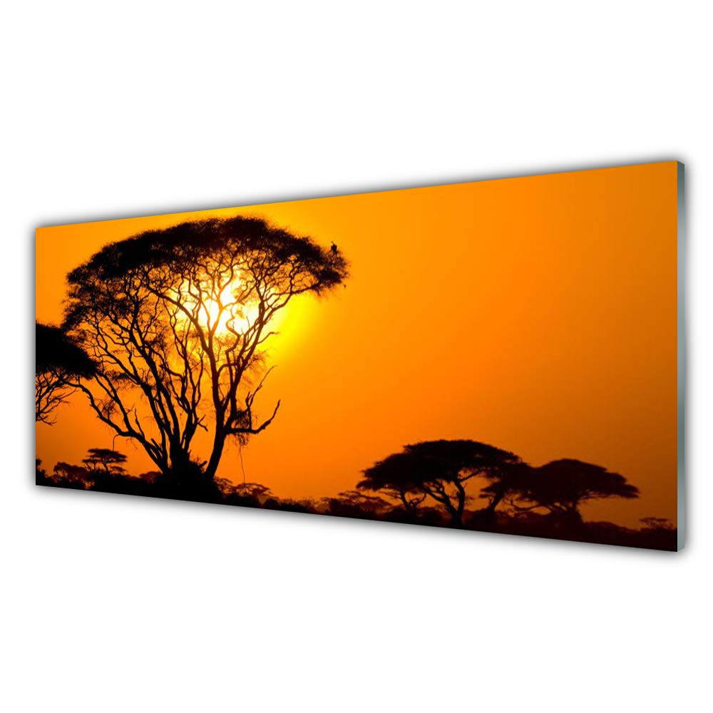 Impression sur verre trempé pour illuminer un mur sombre avec le tableau arbres soleil