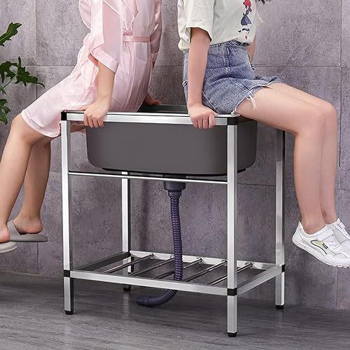 Miniatura 5 de Fregadero utilitario de acero inoxidable con cuenco individual, para jardín al aire libre, independiente, estación de lavado de manos Samall,