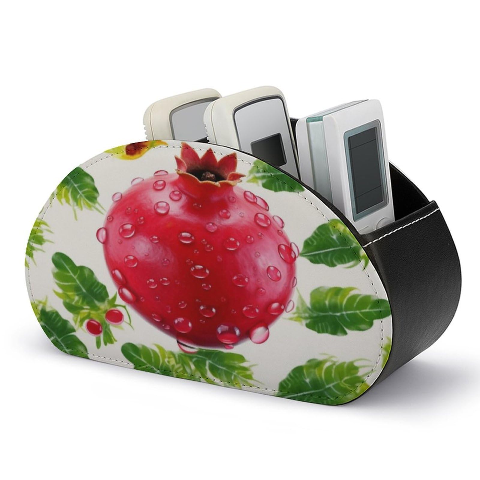 Boîte de rangement multifonction cuir rouge 5 compartiments télécommande