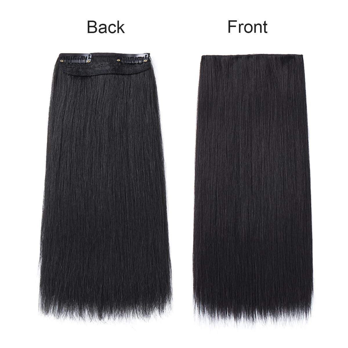 Yamel Clip in Hair Extensions 2 piece Set including 4 clips Short 8 inch Straight Synthetic Hairpieces for Women Hair Volumizing Natural Black - Image 2