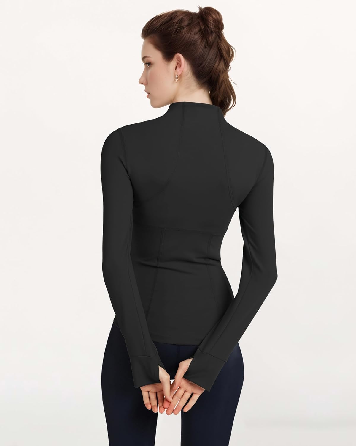 Gacaky Women's Slim Fit Workout Running Track Jackets Full Zip-up Yoga Athletic Jacket with Thumb Holes - Image 2