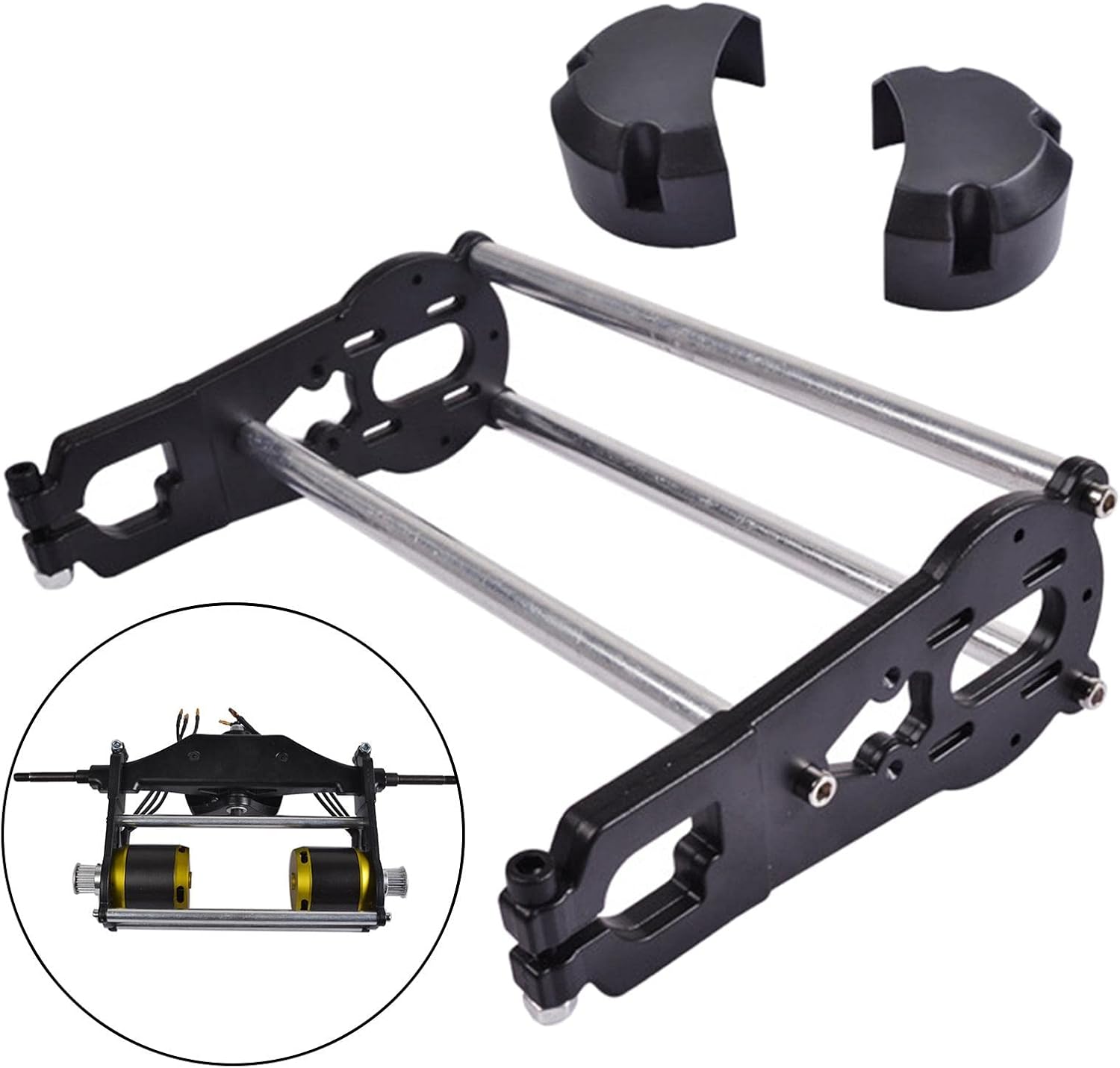 Versatile Motor Mount for All Terrain Skateboards, Black, Bracket with Cover