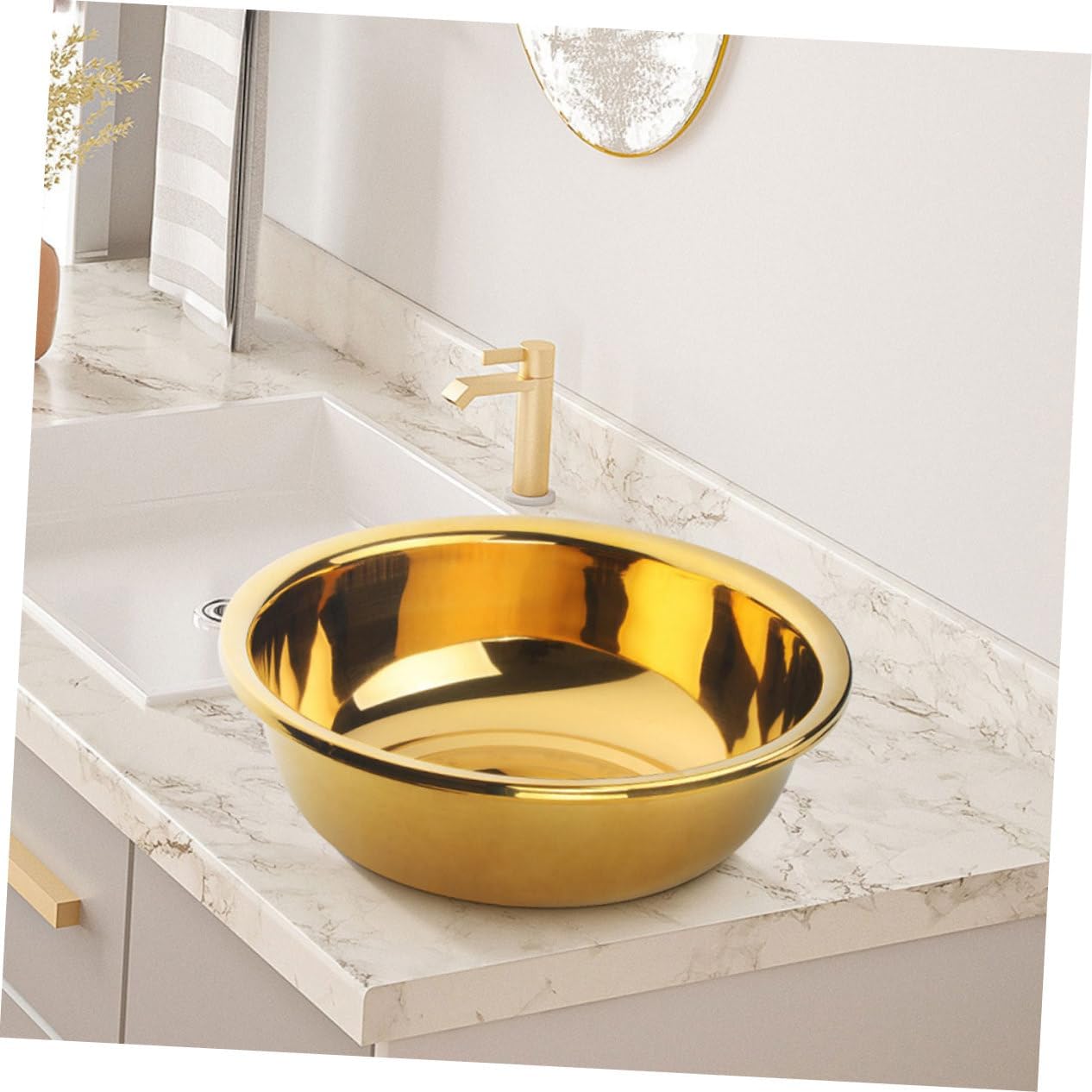 Zerodeko Large Stainless Steel Basin for Kitchen Multi-purpose Vegetable Washing Mixing Bowl and Household Washing Basin Stackable Design for Easy Storage and Use