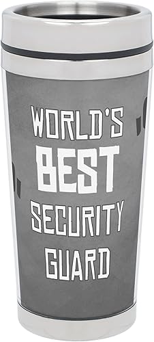 Elanze Designs World's Best Security Guard - Vaso de viaje de acero inoxidable de 16 onzas, color gris