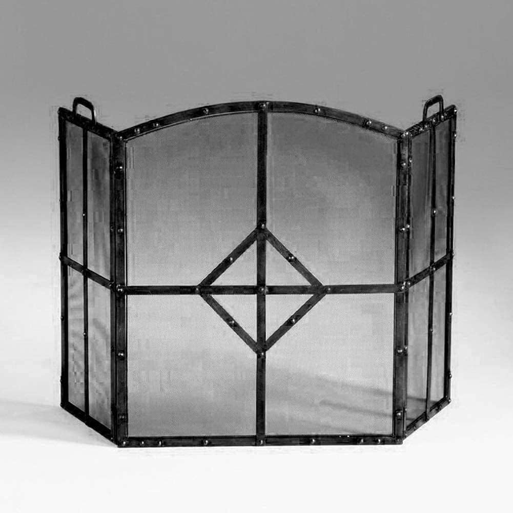 Mampara de Hierro Grande para Chimenea con Tres Paneles, ignífuga, Decorativa, para Sala de Estar. Elegante Barrera de Seguridad para chimeneas de leña y Gas.