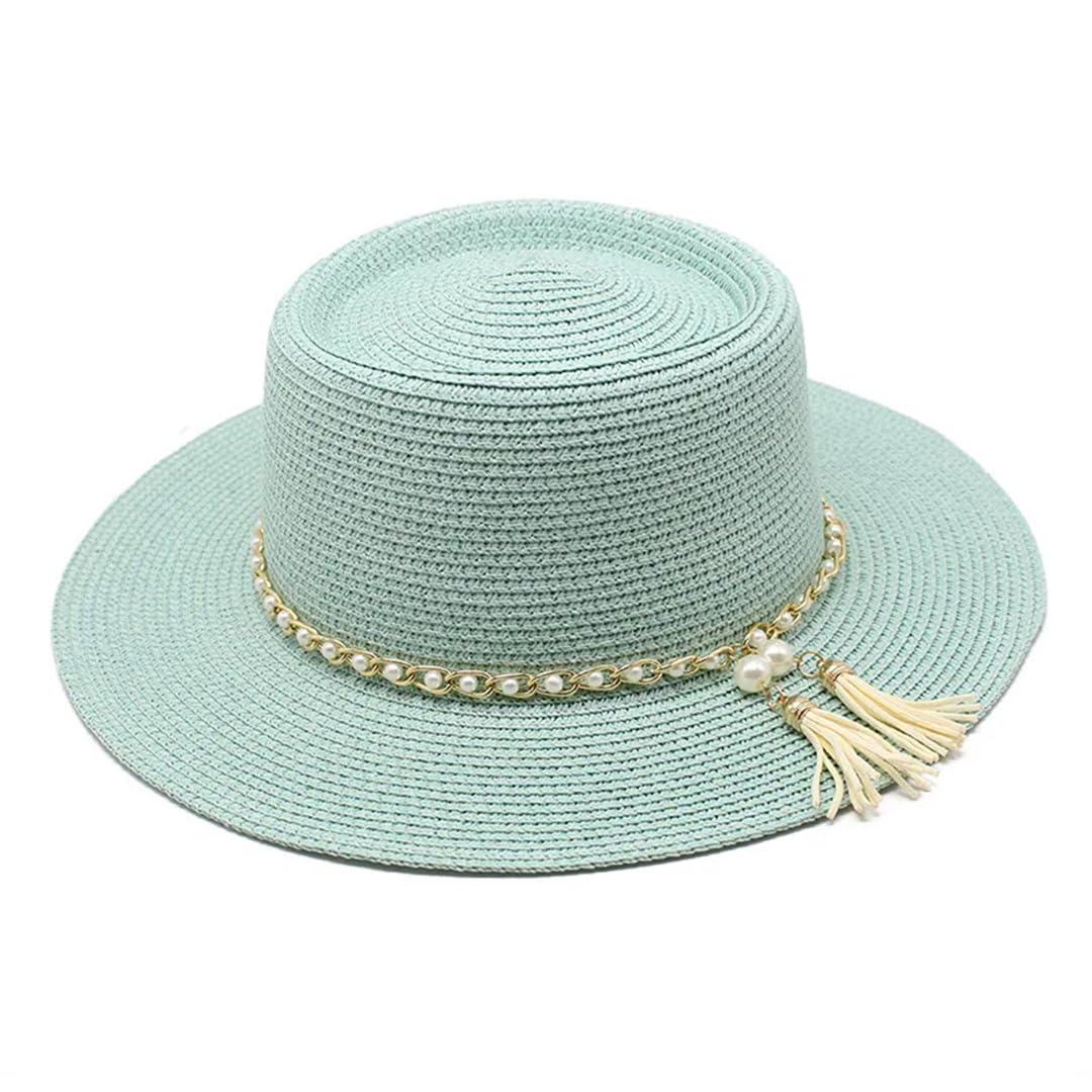 Yeuyyben Cappelli da donna estivi cappelli di paglia da sole all'aperto spiaggia Panama Jazz cappelli vacanze cappello Sombreros De Mujer