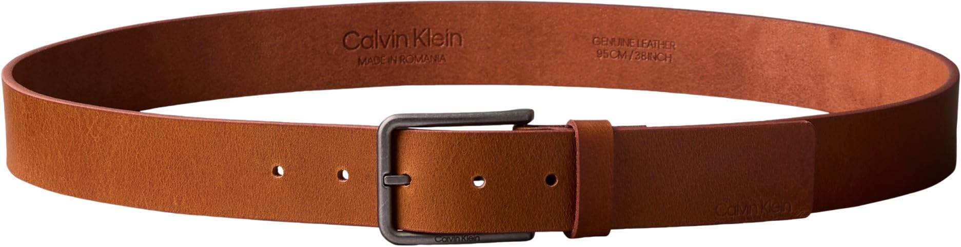 Calvin Klein Herren Gürtel Warmth Buckle Smooth 3,5 cm Eckige Schnalle