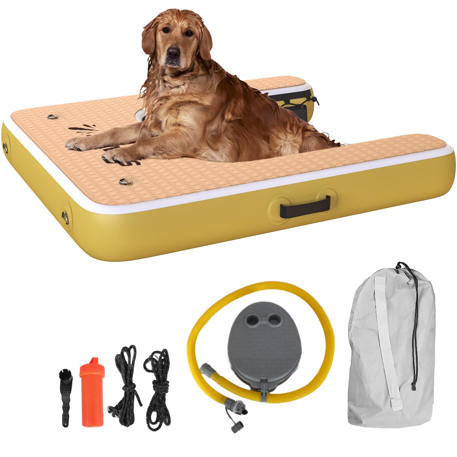 Rampa inflable grande para perros, acceso seguro y fácil para perros de hasta 180 libras, escalera flotante para piscinas, barcos y muelles, plataforma antideslizante de espuma EVA, alta visibilidad,
