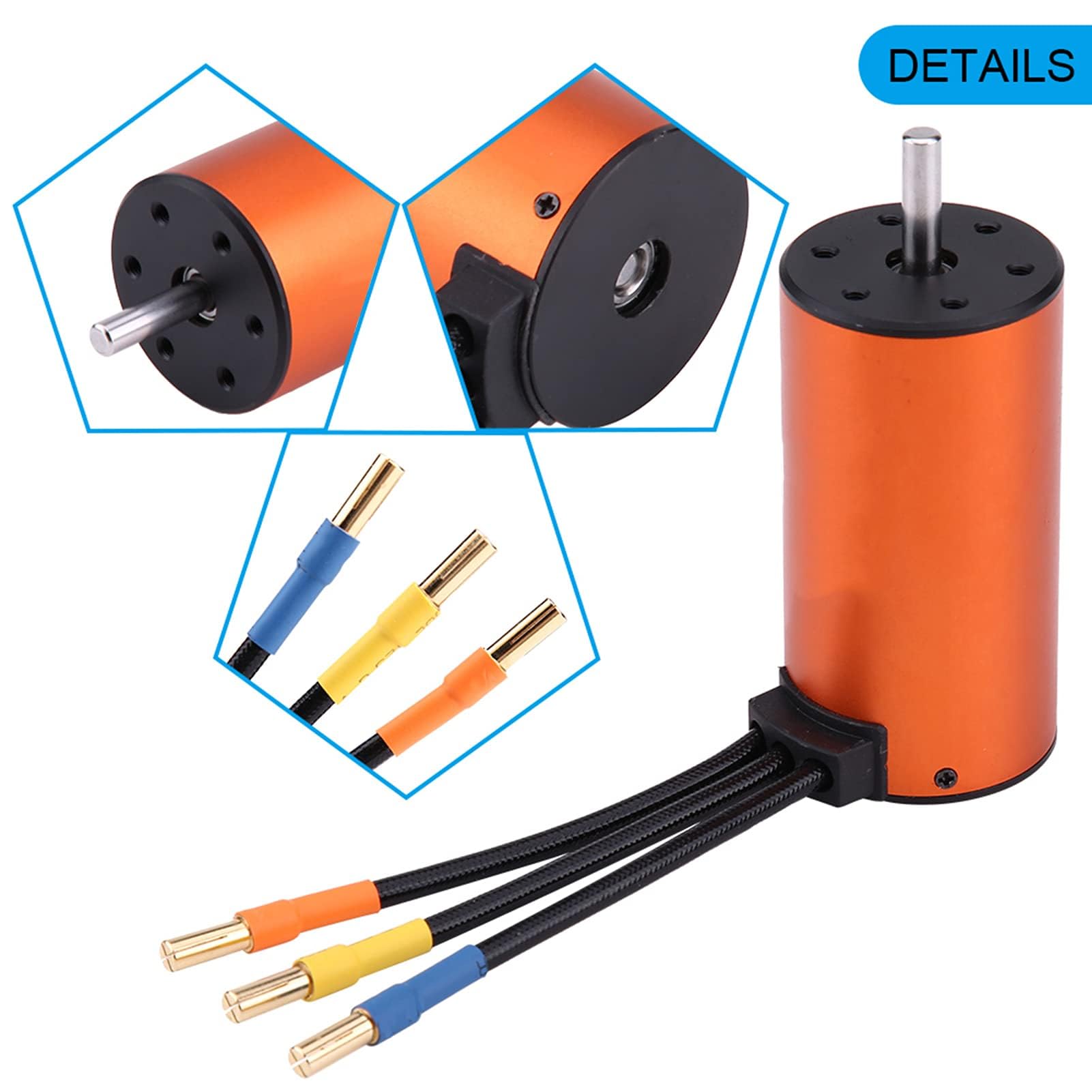 RC Car Motor, 3670 1900KV 4-biegunowy bezczujnikowy silnik o średnicy 5 mm do 1/8 zdalnie sterowanego samochodu