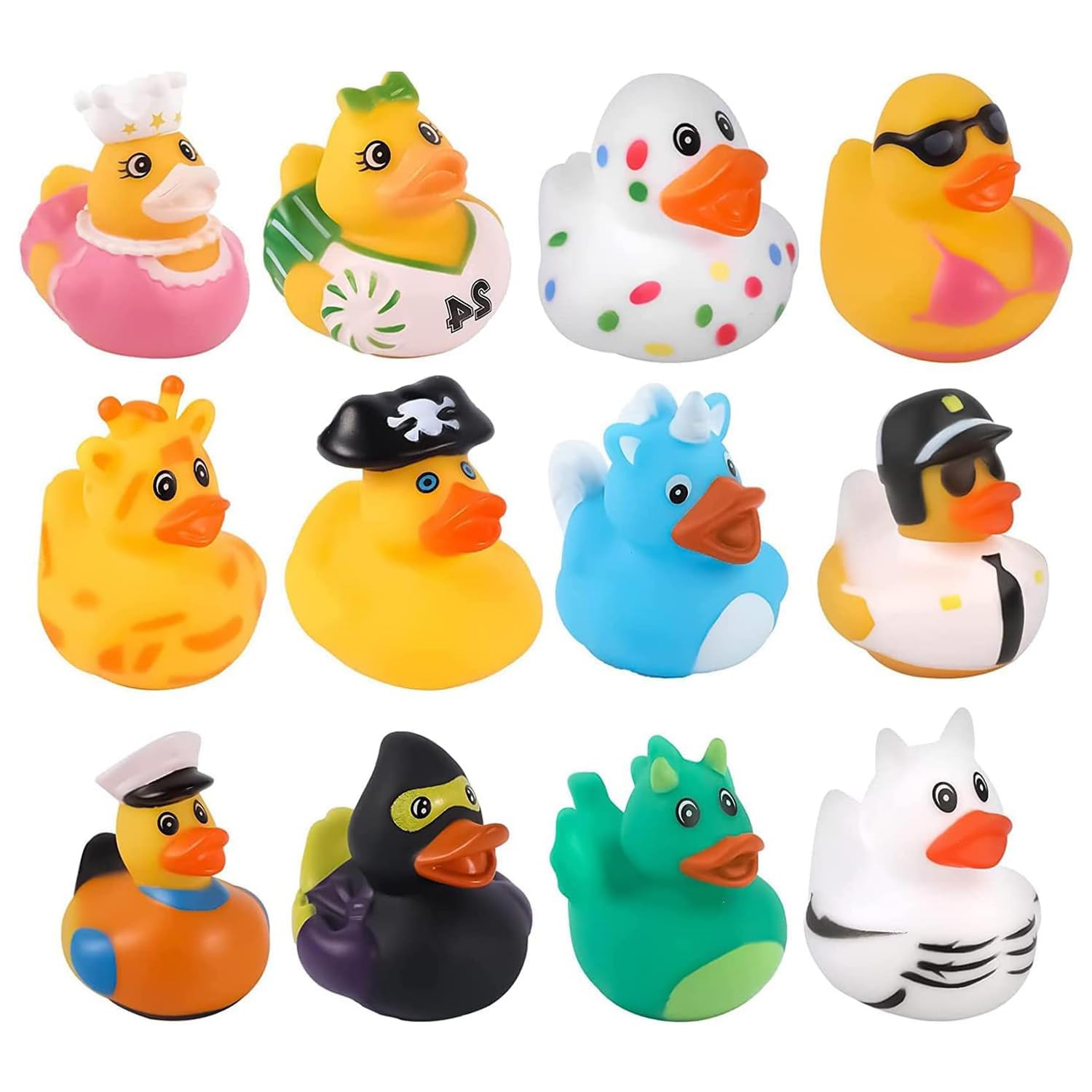 12 Pcs Rubber Ducks, Rubber Bath Duck Toys, Rubber Duck, Cute Bath Ducky Toys for Kids Baby Showers Birthday Parties, Classroom Incentives, Beach and Pool