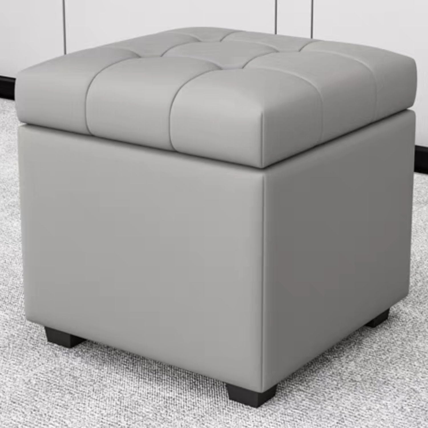 Banc de rangement en cuir multifonctionnel avec coffre - 6