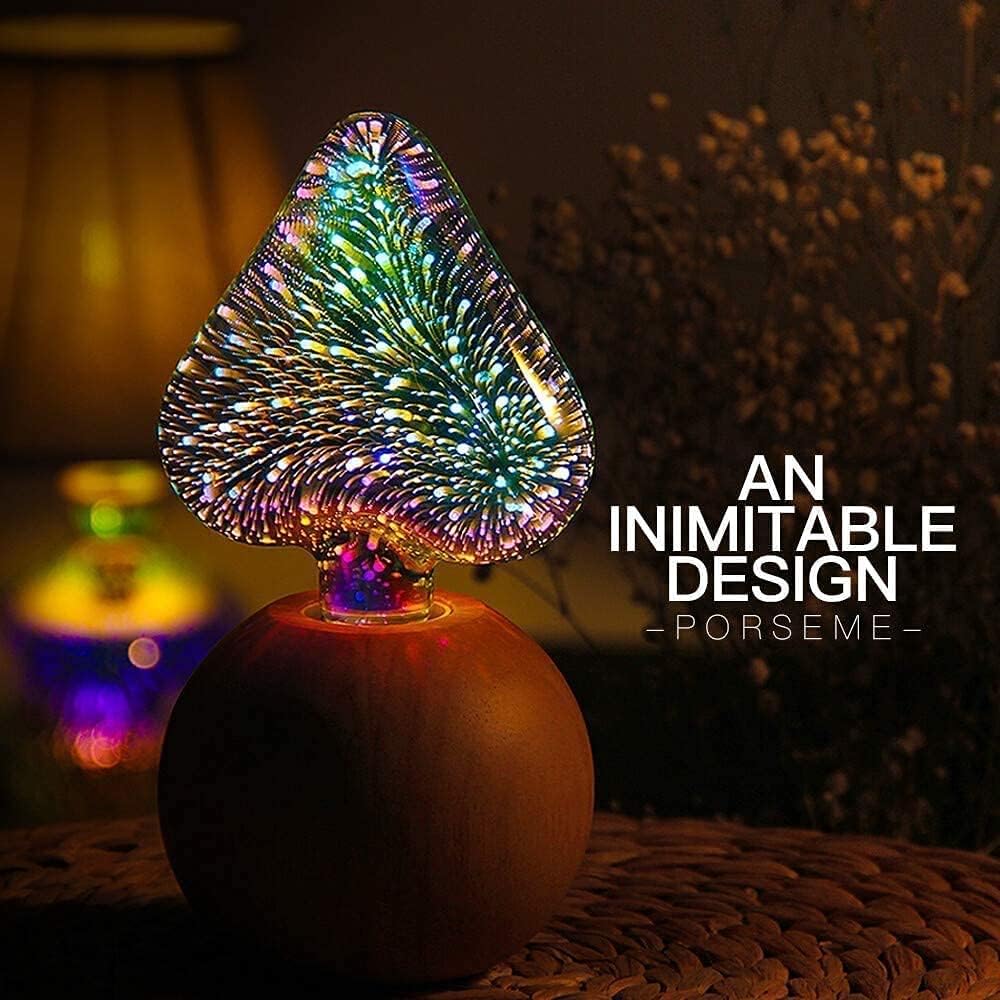 3D Fireworks Light Bulb Decoration LED Bulb, E27 AC 85-220V 4W Edison Bulb Glass Starry Light for Party Home Christmas Holiday Festival Decor Novelty Lamp (Heart, 4)
