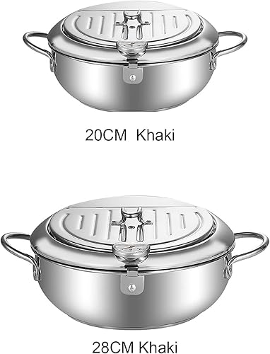 Miniatura 9 de BestAlice Olla para freidora, olla de acero inoxidable de 10 pulgadas (3.4 litros), olla de freidora mejorada con termómetro, olla japonesa pequeña