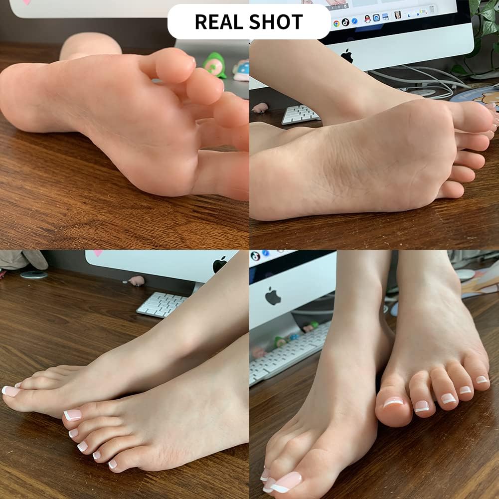 NP LINGZHAN Realistic Silicone Life Size Female Model Feet Display Jewelry Sandals Socks Art Collection with Nails (a Pair of feet, 1) : Beauty & Personal Care