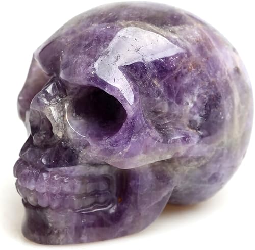 Miniatura 4 de Estatua de calavera humana de Reiki de cristal curativo, esculturas mixtas (amatista)