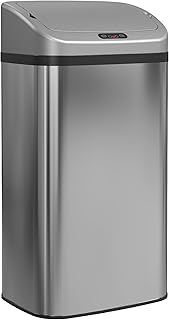 HOMCOM Sensor Mülleimer 48L Edelstahl Automatischer Mülleimer mit Bewegungssensor, Fingerabdruckresistente Abfalleimer Abfallbehälter Müllbehälter für Büro, Schlafzimmer, Küchen Silber