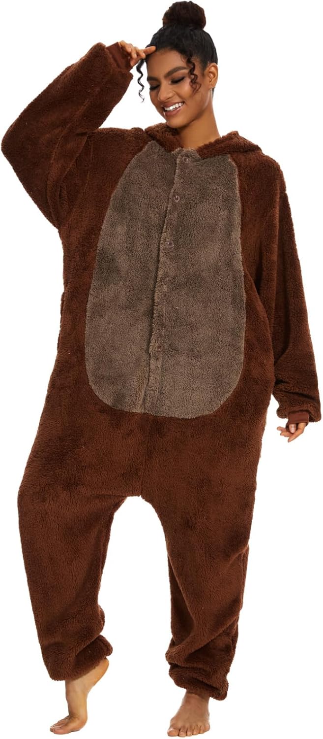 LATH.PIN Animal Onesie Pajamas for Adults Unisex One Piece Halloween Cosplay Costume Sleepwear for Women and Men - Image 6