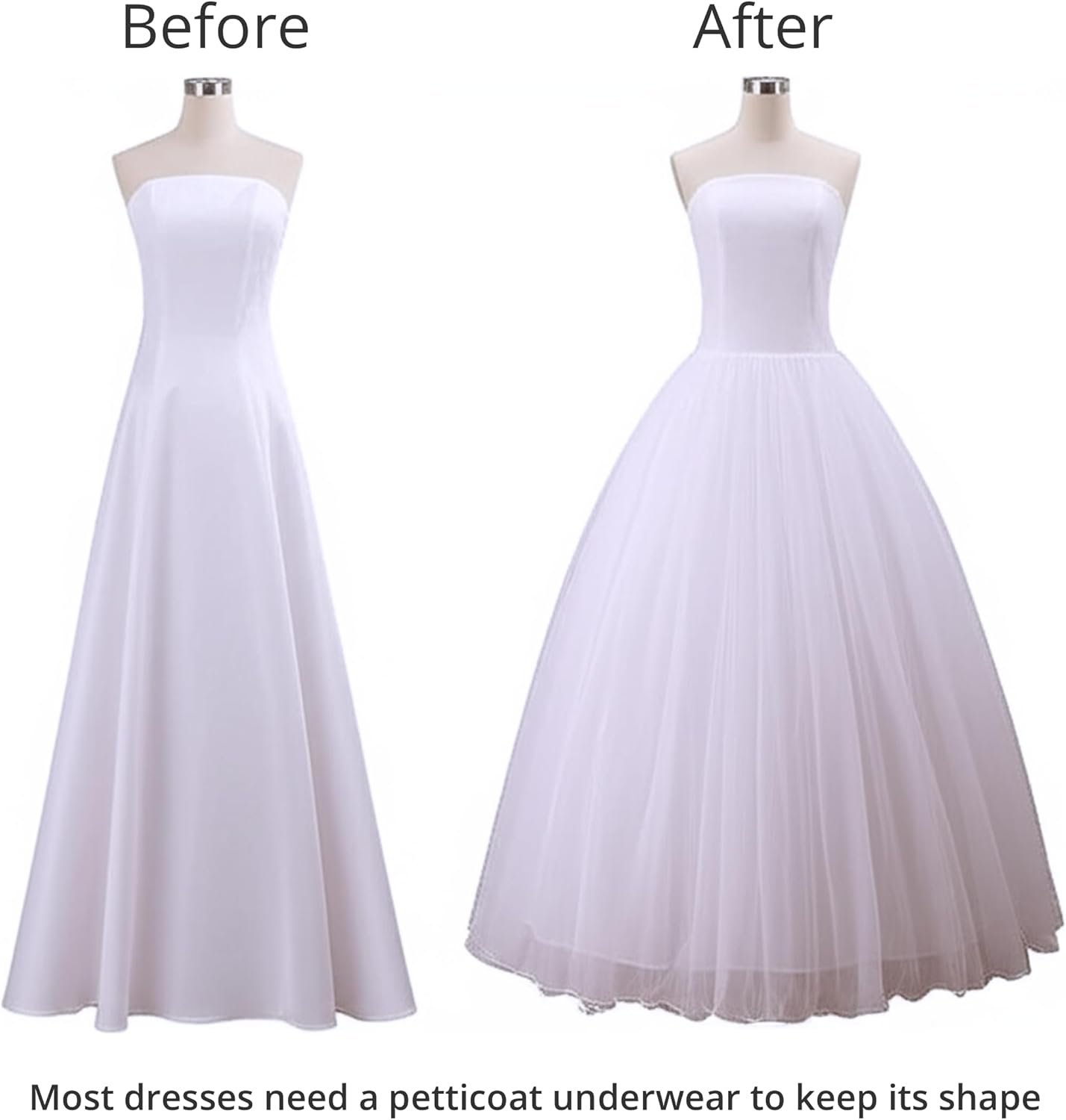 LSSAWZH Women 4 Hoop Crinoline Petticoat A-Line Underskirt, Floor Length Petticoat Slip for Ball Gown, Wedding Bridal Dress - Image 6