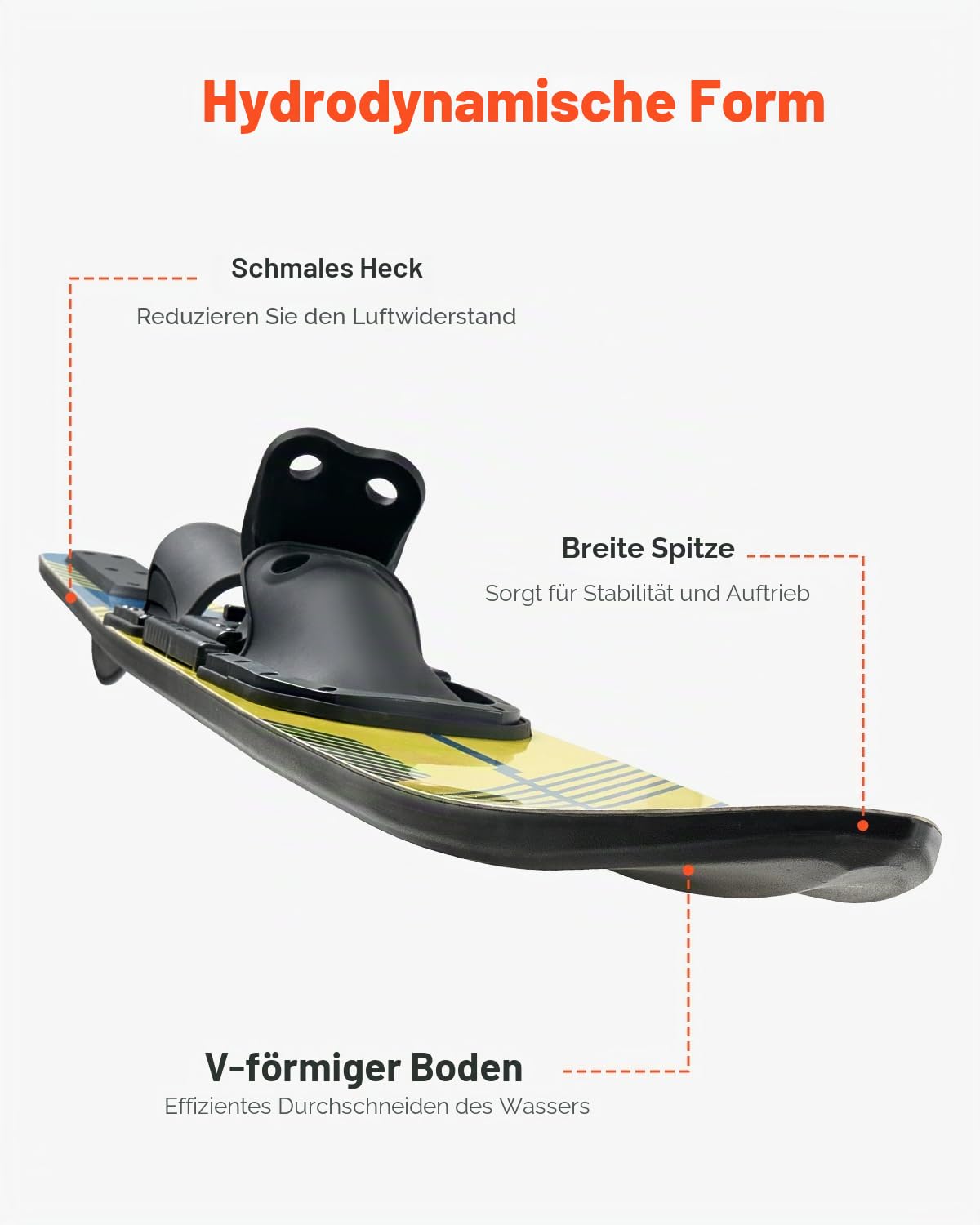 VEVOR Wasserski (1702 mm) mit X-9 verstellbaren Hufeisenbindungen & gepolsterter hinterer Zehenplatte, Hochglanz-UV-Beschichtung, Wasserski-Kombination für Erwachsene bis 136 kg
