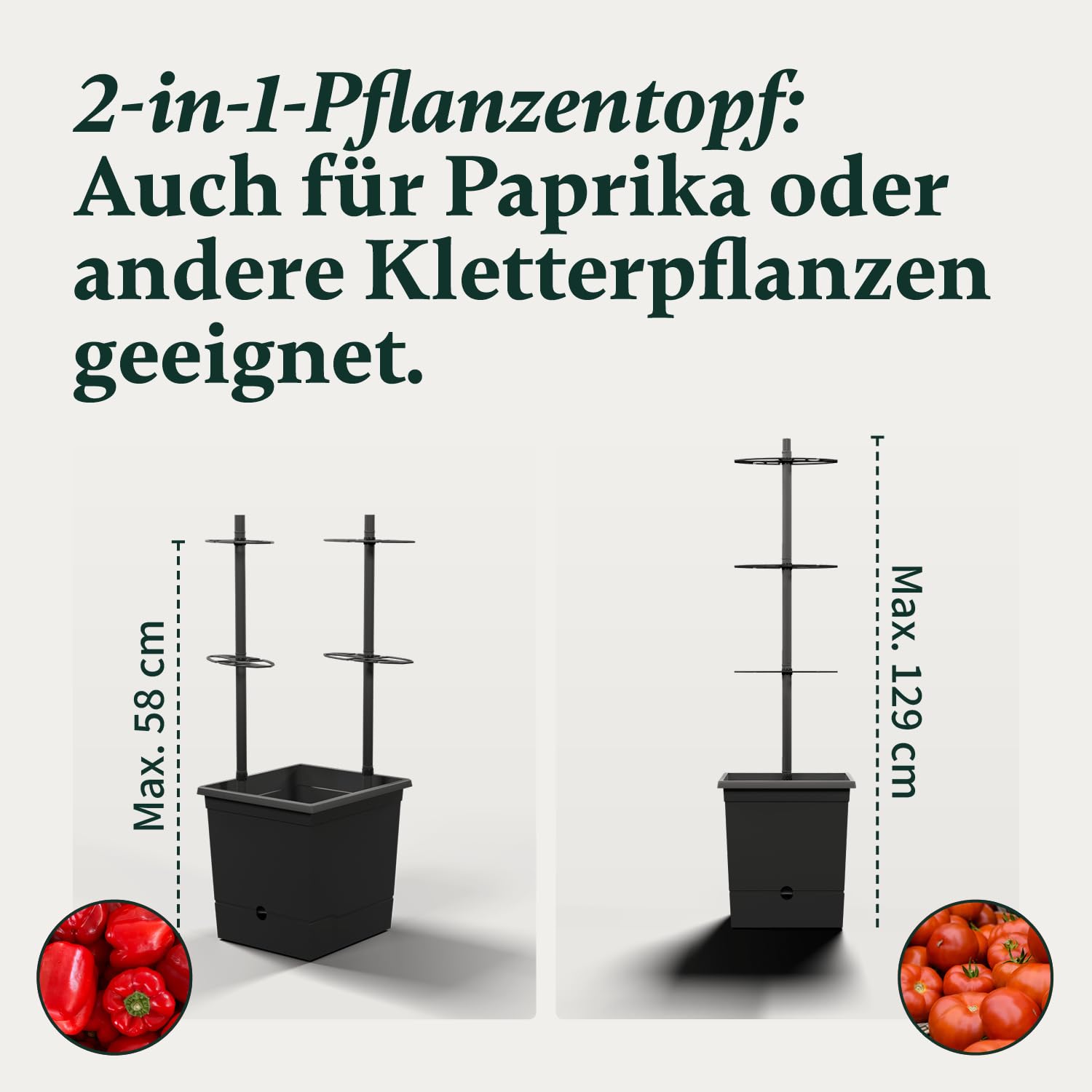 VERDOBA Tomatentopf mit Rankhilfe - Tomatentopf mit 3,5L Wasserspeicher zur Selbstbewässerung - in Deutschland produzierter Tomatenturm aus recycelten Material - Pflanzkübel für Tomaten Anzucht