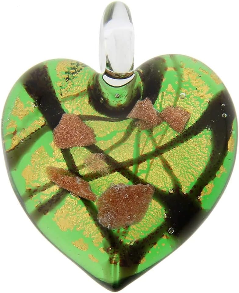 GlassOfVenice Murano Glass Tender Heart Pendant - Emerald